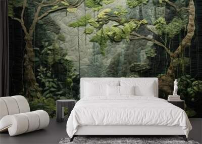 Green foliage forest nature plant. Wall mural