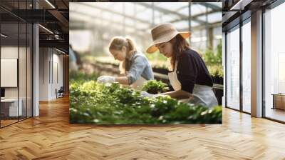 Greenhouse gardening outdoors working. Wall mural