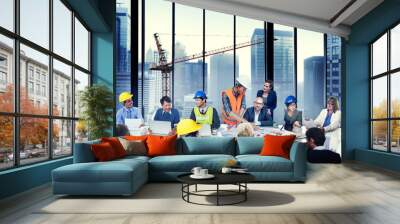 Group of Architect and Engineer Discussion Wall mural