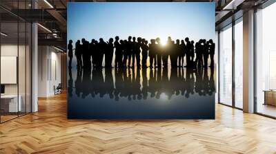 Group of Business People in Back Lit Wall mural