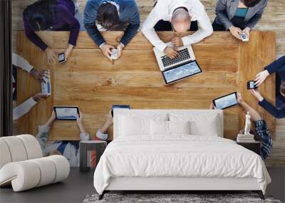 Group of Business People Using Digital Devices Concept Wall mural