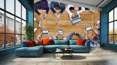 Group of Business People Using Digital Devices Wall mural