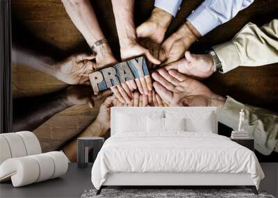 Group of christianity people praying hope together Wall mural