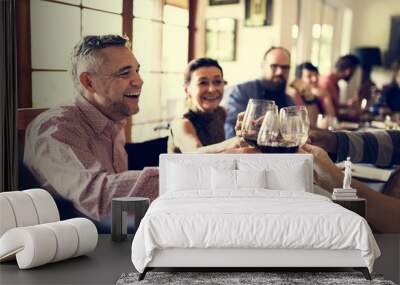 group of diverse friends are celebrating together Wall mural