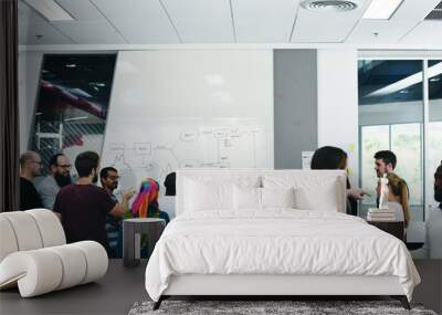 Group of diverse people attending startup business course Wall mural