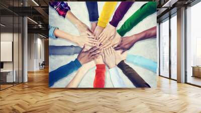 Group of Human Hands Holding Together Wall mural