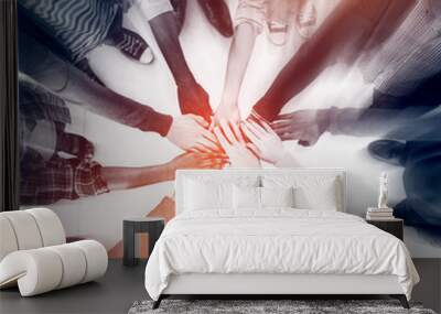 Group of People Hands Clasped Concept Wall mural