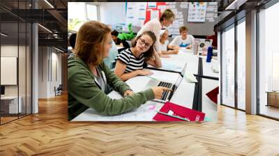 Group of students learning in a classroom Wall mural