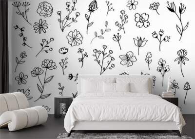 Hand drawn flower set Wall mural