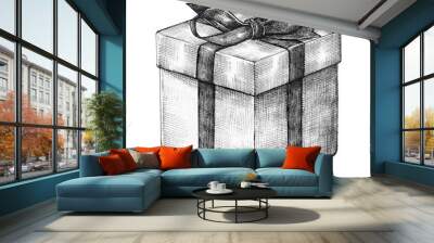 Hand-drawn gift box illustration Wall mural