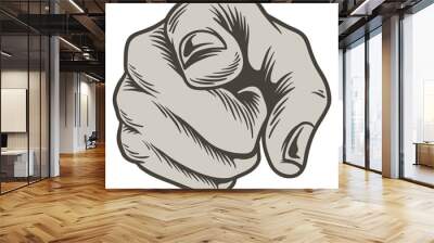 Hand drawn I want you hand sign sticker design element Wall mural