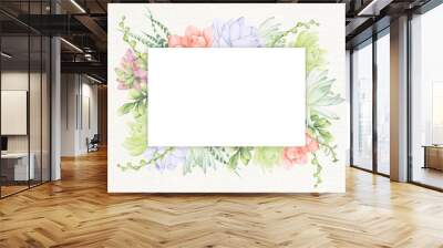 Hand drawn succulent recrangle frame template vector Wall mural