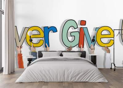 Hands Holding Never Give Up Word Concept Wall mural