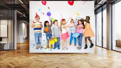 Happiness group of cute and adorable children having party Wall mural