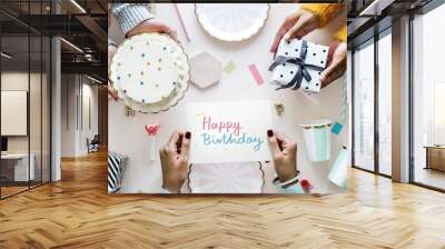 Happy Birthday card in a birthday party Wall mural