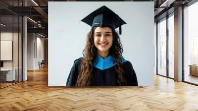 Happy british woman graduation student university. Wall mural