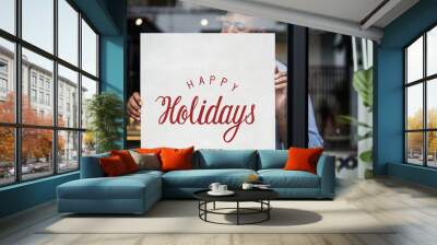 Happy holidays greeting design mockup Wall mural