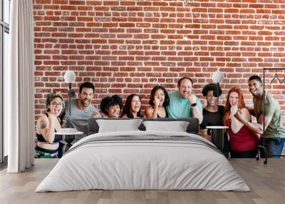 Happy people at the gym Wall mural