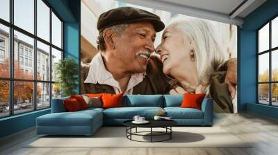 Happy senior couple on a Ferris wheel Wall mural