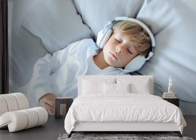 Headphones sleeping blanket comfortable. Wall mural