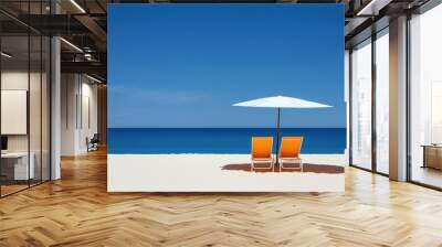 High contrast beach shoreline furniture outdoors. Wall mural