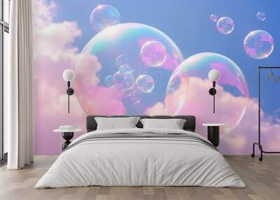 Holographic soap bubble outdoors nature cloud. Wall mural