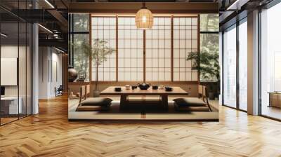 Home japanese style architecture furniture building. Wall mural