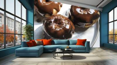 Homemade chocolate doughnuts food photography recipe idea Wall mural