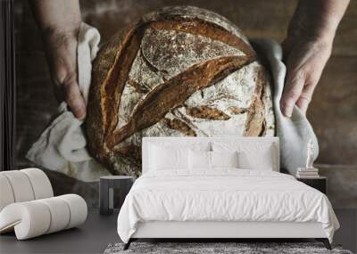 Homemade sourdough bread food photography recipe idea Wall mural