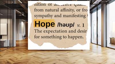 Hope png dictionary word sticker, Ephemera typography, transparent background Wall mural