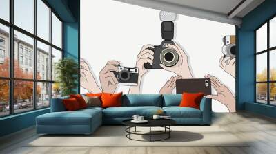 Illustration of hands holding camera Wall mural