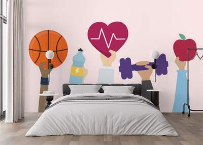 Illustration of Health and Medicine Wall mural