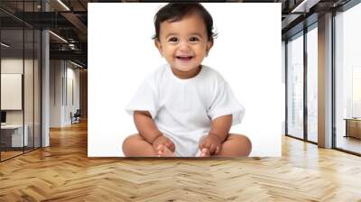 Indian baby toddler sitting happy photography. Wall mural