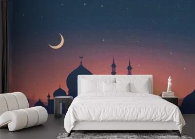 Islam eid background illustration architecture building outdoors. Wall mural