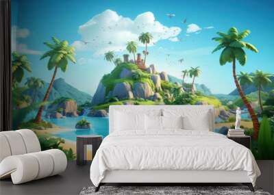 Island outdoors landscape cartoon. Wall mural