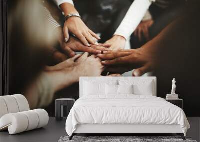 Joined hands for teamwork Wall mural