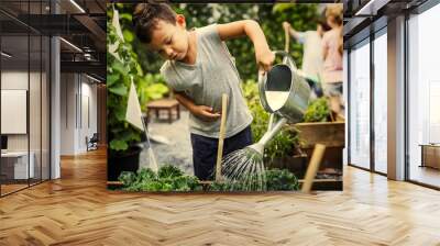 Kids learning how to farm and garden Wall mural