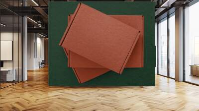 Kraft paper brown box product packaging with design space flat lay Wall mural