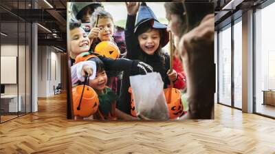 Little children trick or treating on Halloween Wall mural