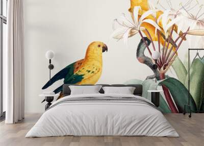 Macaw tropical illustration Wall mural