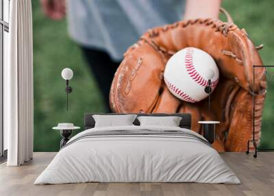 Man with a mitt and a ball Wall mural