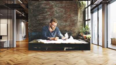 man working determine workspace lifestyle concept Wall mural