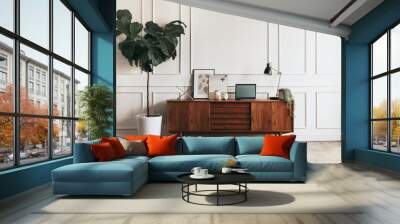 Mid century modern living room Wall mural