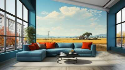 Minimal asian countryside architecture landscape outdoors. Wall mural