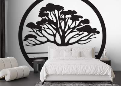 Minimalist tree silhouette art Wall mural