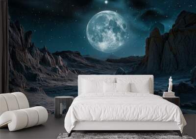 Moon landscape astronomy outdoors. Wall mural