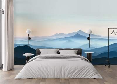 Mountain landscape architecture panoramic cityscape. Wall mural