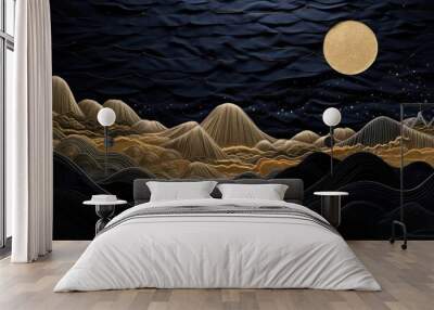 Mountain range night landscape astronomy. Wall mural