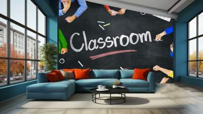 Multi-Ethnic Group of People and Classroom Concepts Wall mural