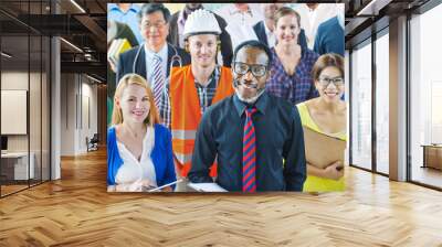 Multi-Ethnic Group of People with Various Occupations Wall mural